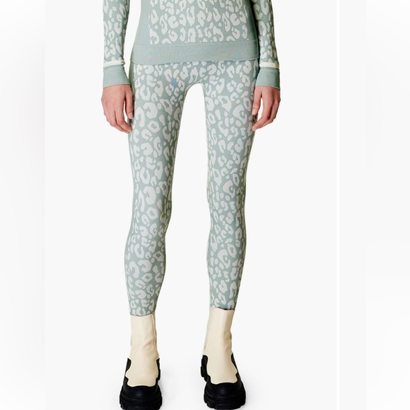 SWEATY BETTY Leopard Jacquard Base Layer Leggings NWT Small S Blue Leopard Paint - Picture 3 of 10